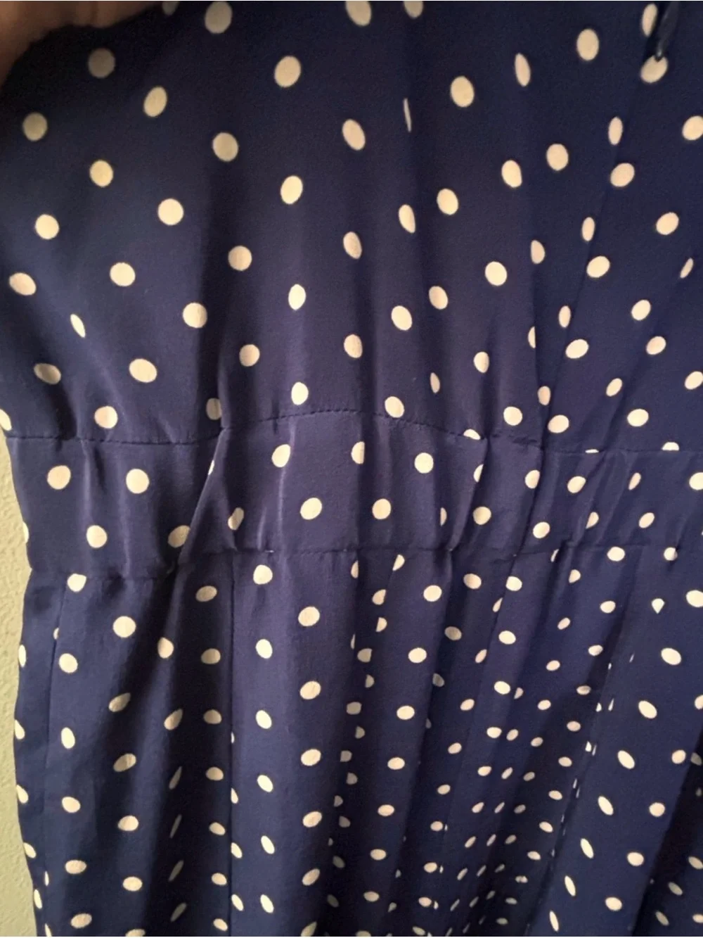 J. Crew Navy Blue Polka Dot 100% Silk Midi Dress SZ 4 Relaxed Fit Coquette - Picture 7 of 14